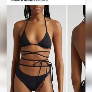 K.NGSLEY Naomi Halter Crossover Tie Waist Bikini Top NWOT